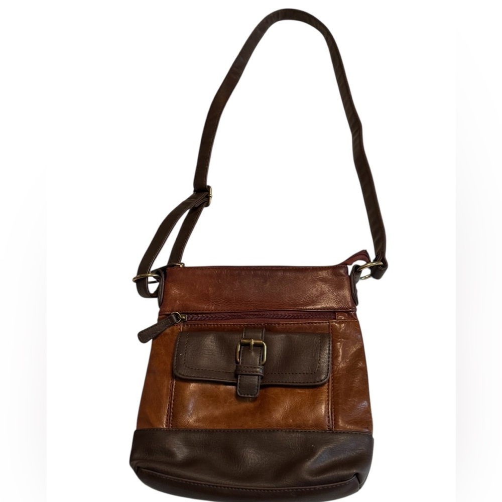Stone & Co Retro Classic Brown Leather Purse / Crossbody Bag - Picture 2 of 13